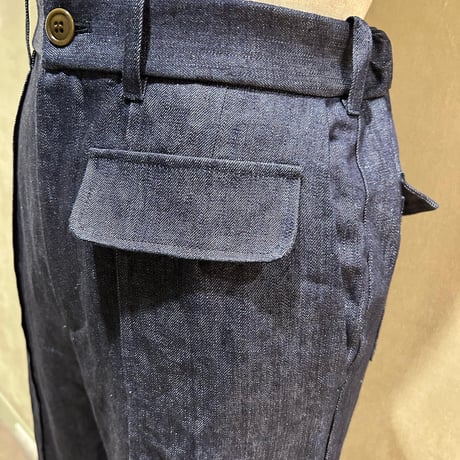 No.2309159　リネンデニムクリースステッチパンツ　Made in Japan