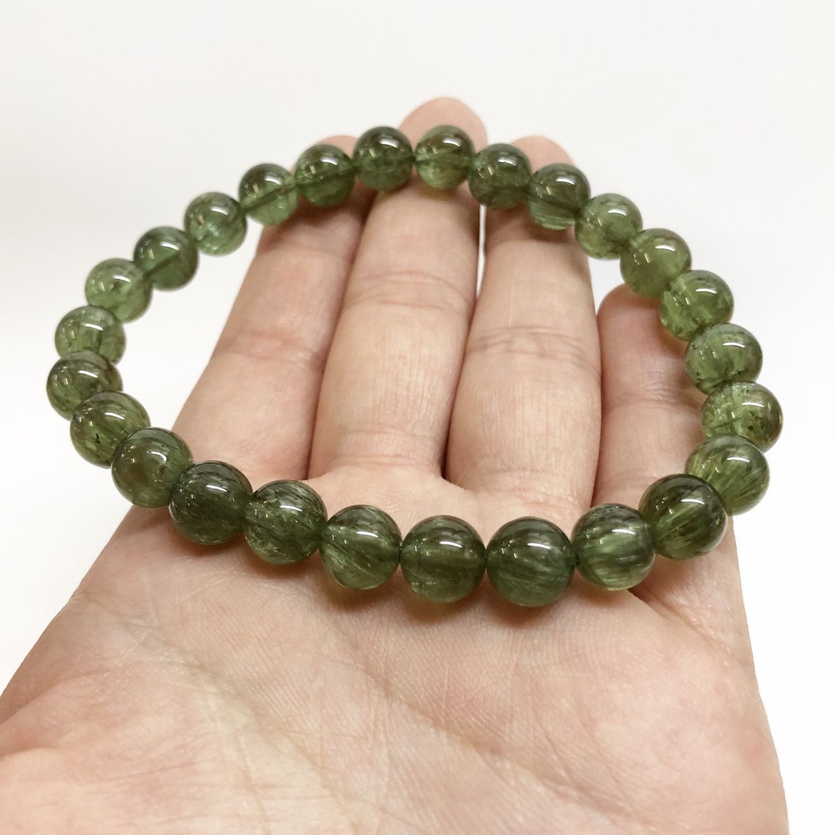 キャッツアイ入り】グリーンアパタイト 8mm ブレス【高品質