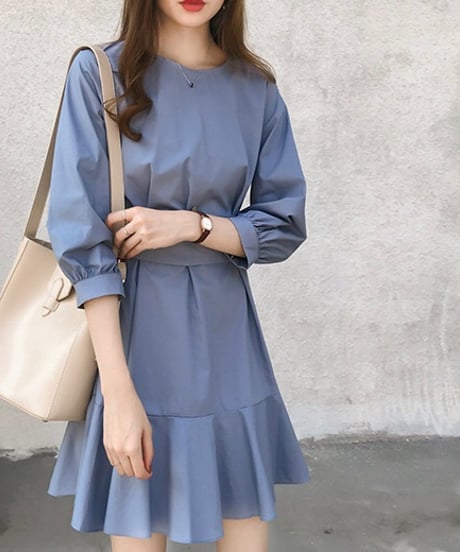 two-way flare gather dress (2 colors)