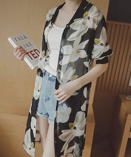 on-flower long shirt (1 color)