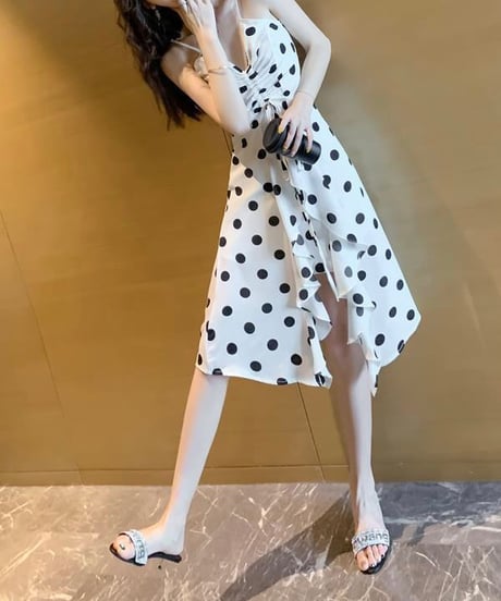 dot camisole frill dress (1 color)