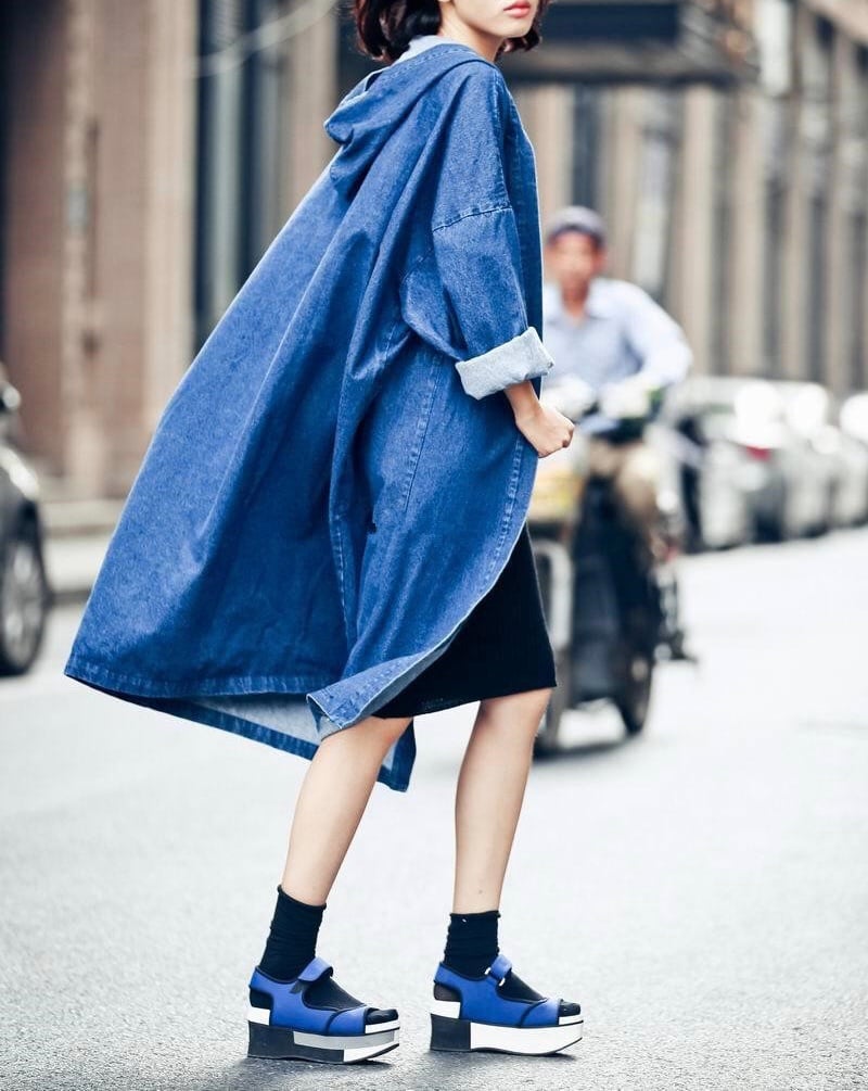 long denim coat (2 colors) | REPOACE®︎