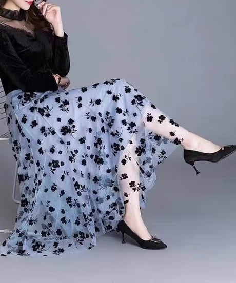 floral see-through skirt (3 colors)