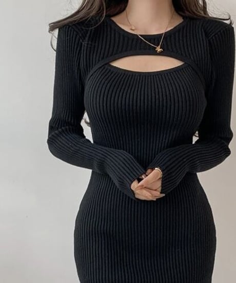 open chest knit dress (2 colors)