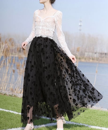 floral see-through skirt (3 colors)