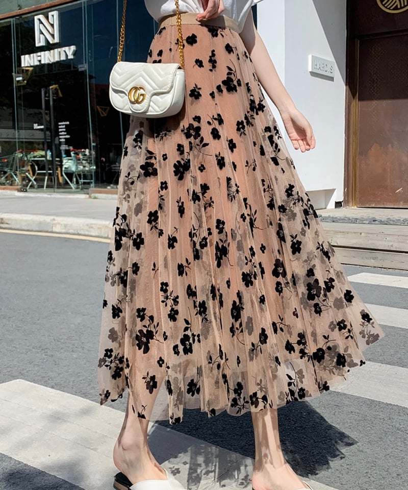 floral see-through skirt (3 colors) | REPOACE®︎