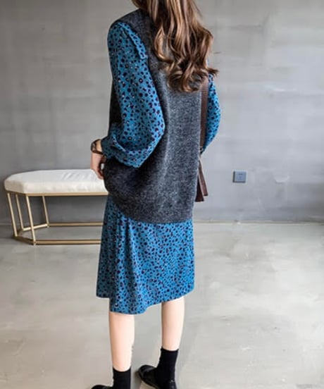 leopard pattern collared dress (3 colors)