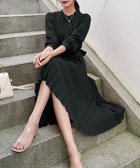 long pleated dress (4 colors)