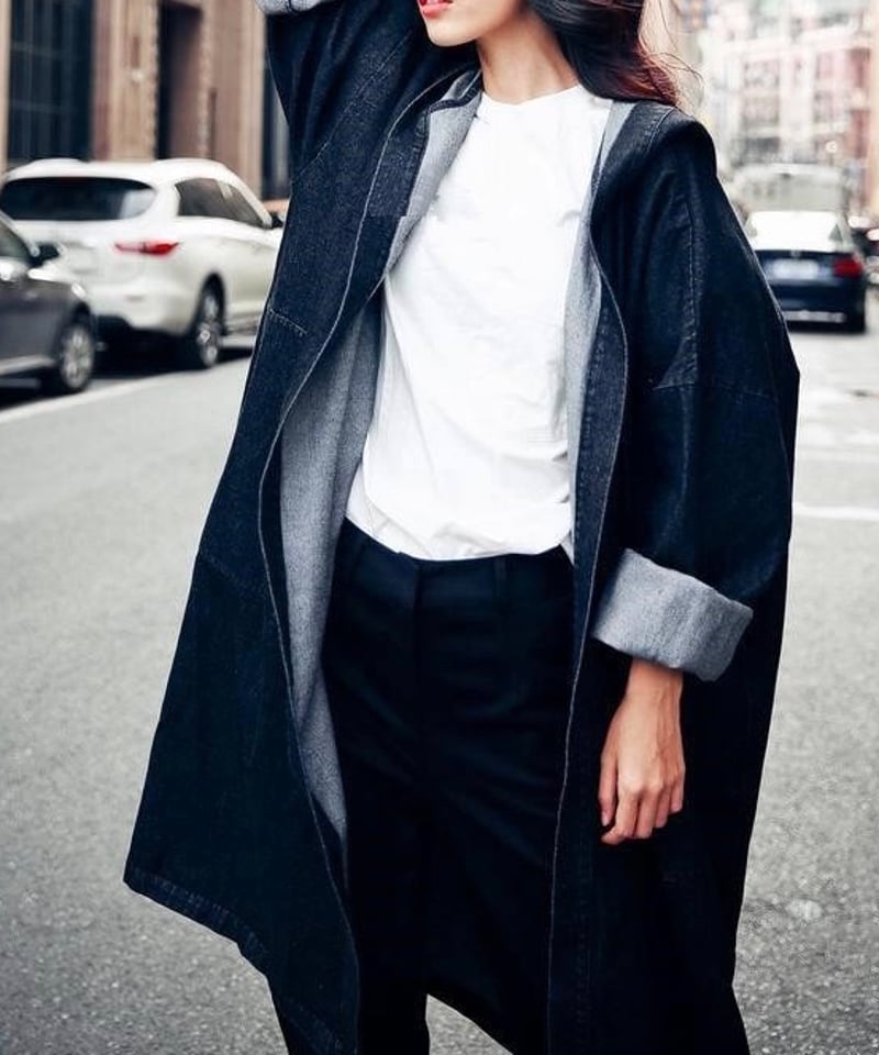 long denim coat (2 colors) | REPOACE®︎