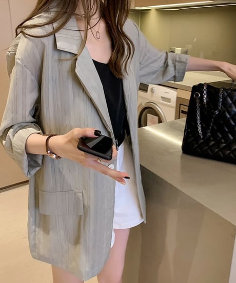 see-through striped jacket (2 colors)