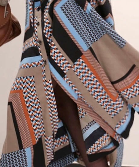 brown base geometric pattern dress (1 color)