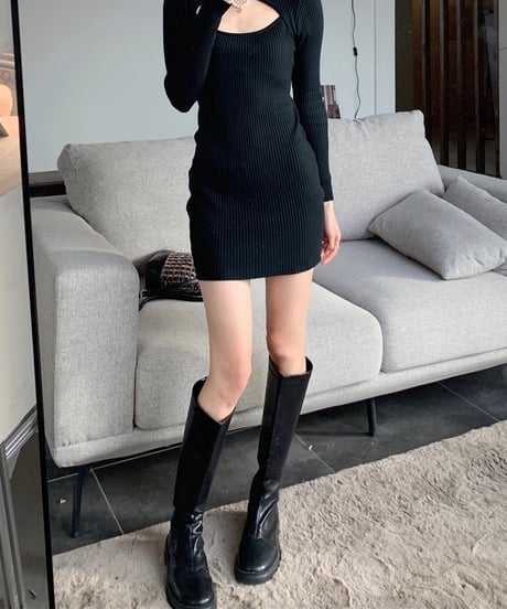 open chest knit dress (2 colors)