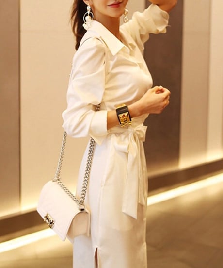 side slit shirt dress (1 color)