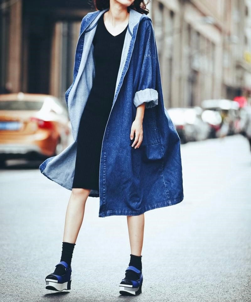 long denim coat (2 colors) | REPOACE®︎
