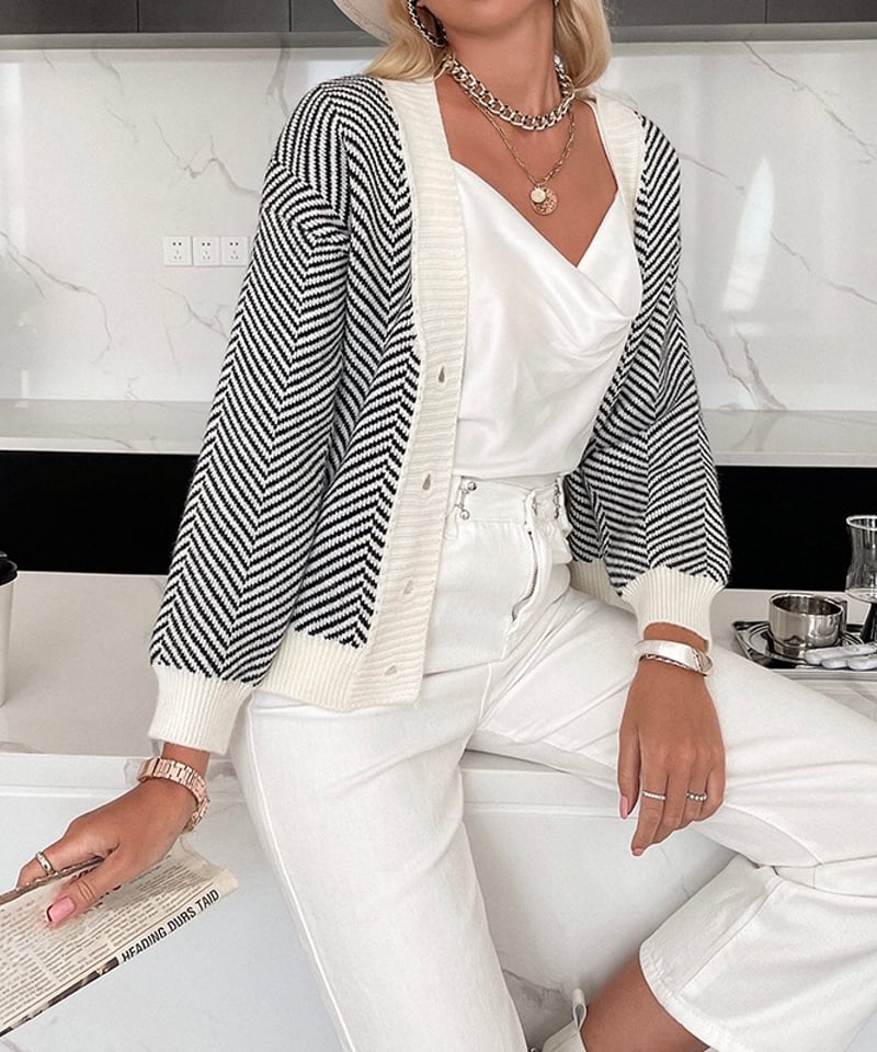 v-neck single breasted cardigan (2 colors) | RE