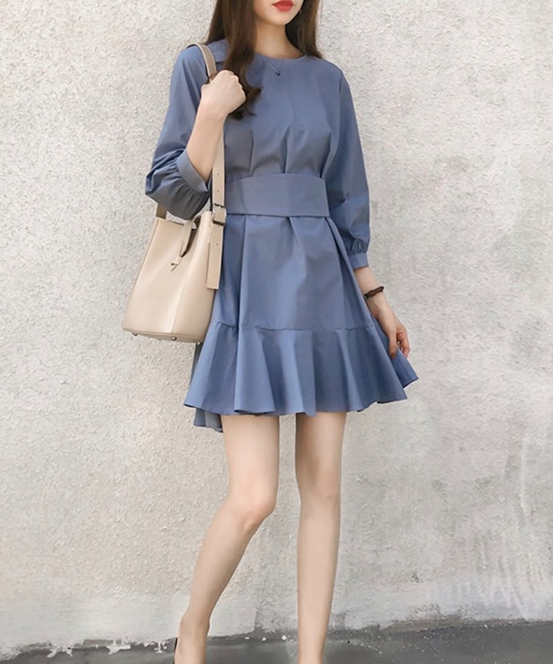 ワンピース Two-Way Gathered Flare Dress two-way flare gather dress (2 colors) | REPOACE®︎