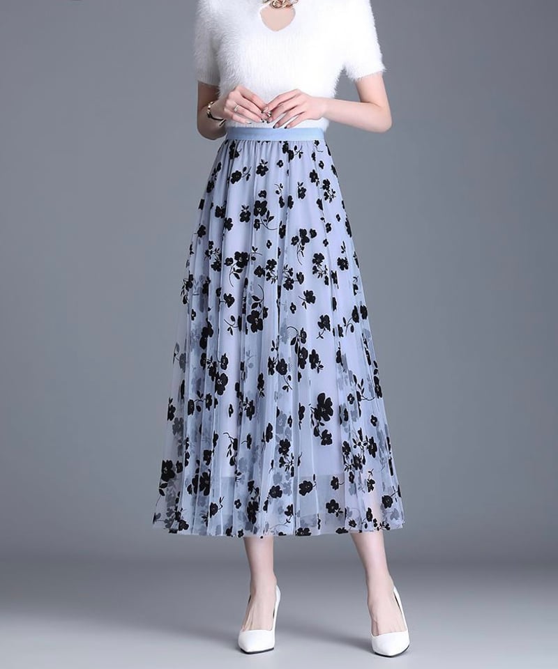 floral see-through skirt (3 colors) | REPOACE®︎