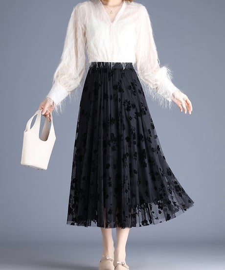 floral see-through skirt (3 colors)