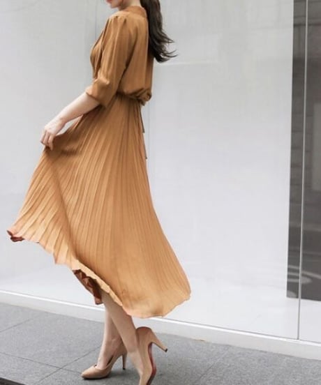 long pleated dress (4 colors)