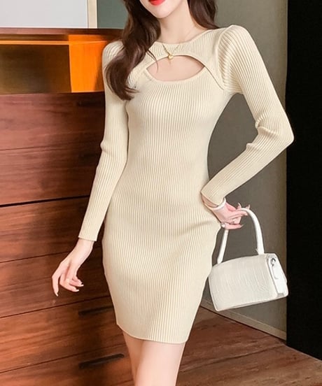 open chest knit dress (2 colors)