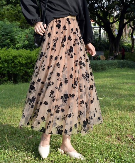 floral see-through skirt (3 colors)