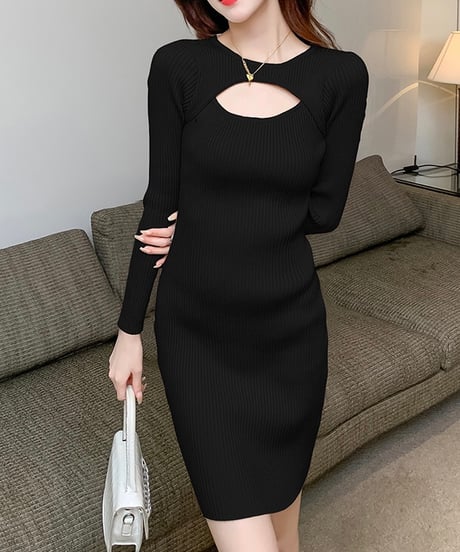 open chest knit dress (2 colors)