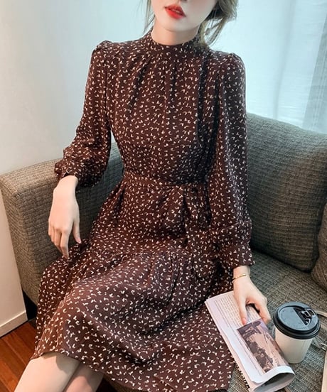 rare pattern brown dress (1 color)