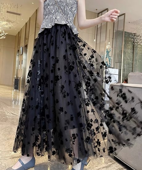 floral see-through skirt (3 colors)