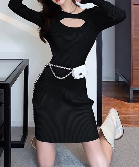 open chest knit dress (2 colors)