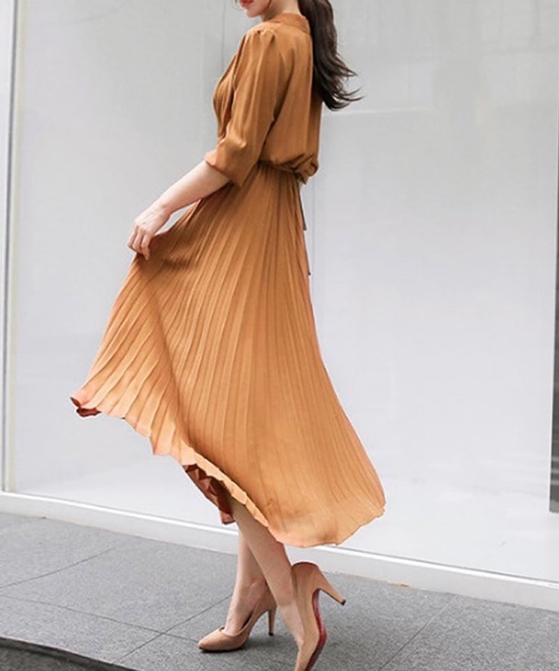 long pleated dress (4 colors) | REPOACE®︎