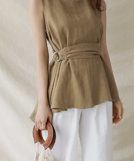 sleeveless cut-and-sewm with belt (2 colors)