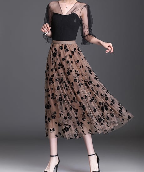 floral see-through skirt (3 colors)