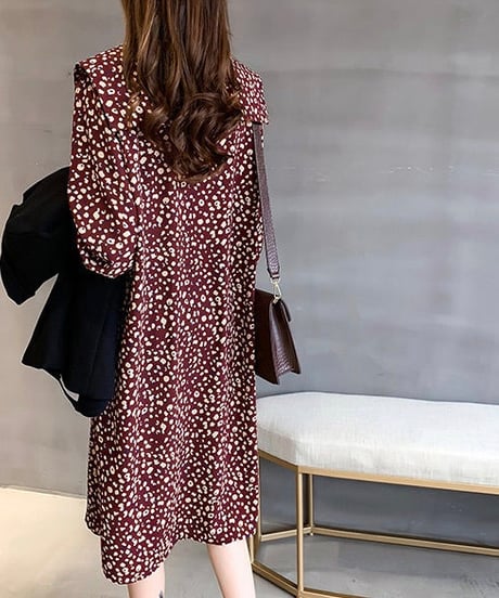 leopard pattern collared dress (3 colors)