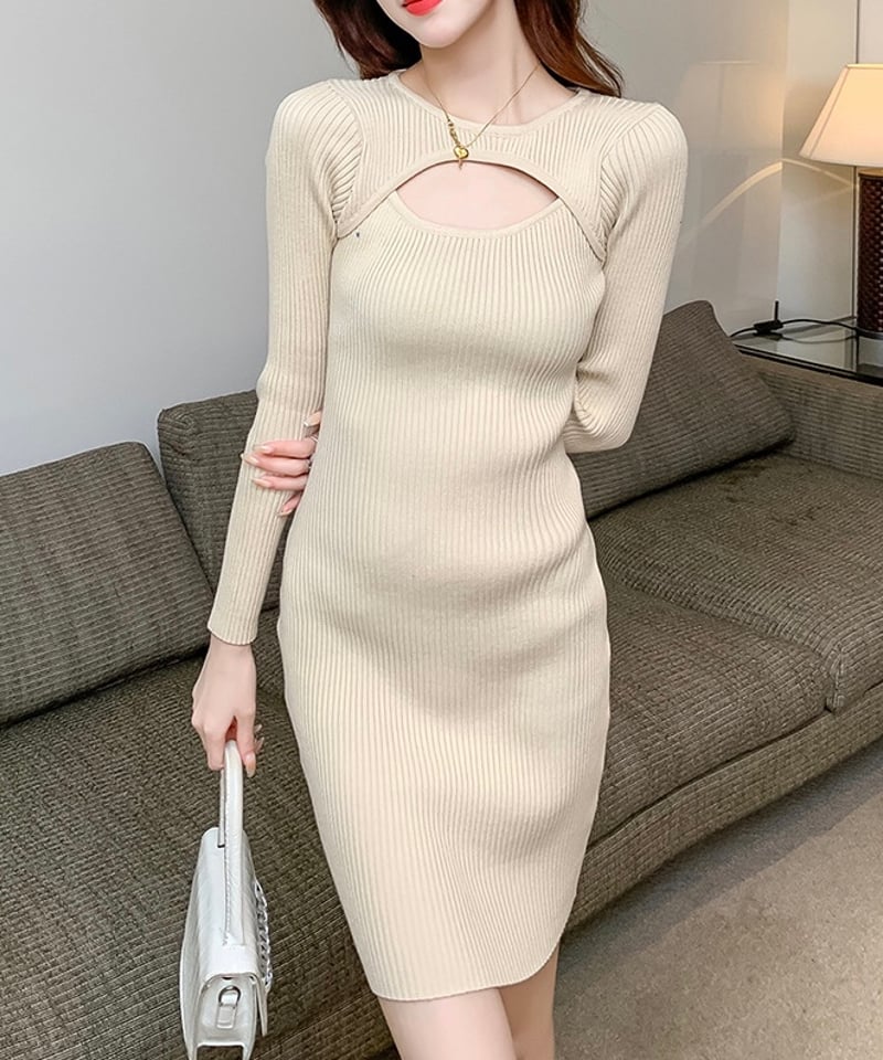 open chest knit dress (2 colors) | REPOACE®︎