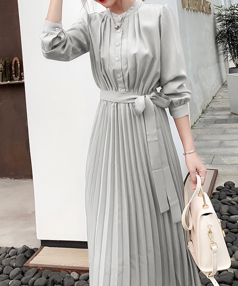 long pleated dress (4 colors) | REPOACE®︎