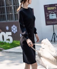 knit belt dress (3 colors)