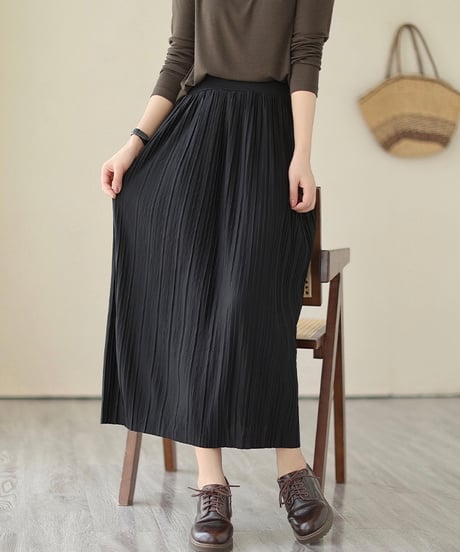 long pleated skirt (2 colors)