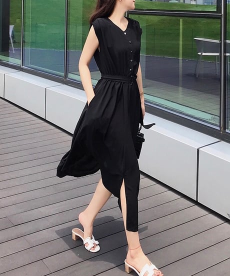 flare long dress (4 colors)