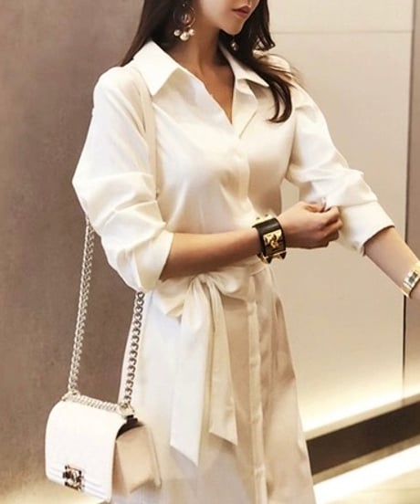 side slit shirt dress (1 color)