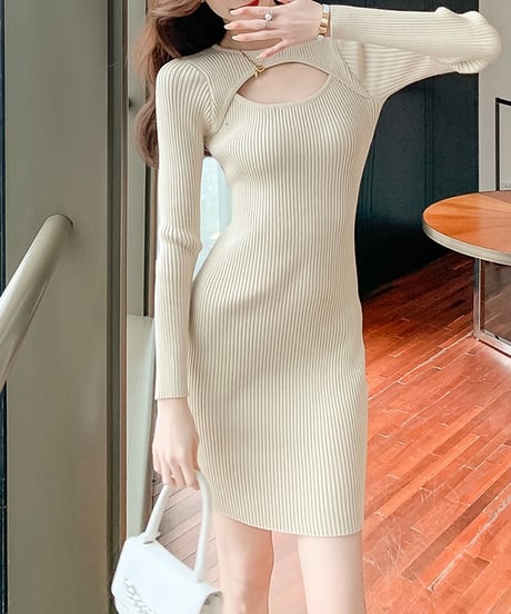 open chest knit dress (2 colors)