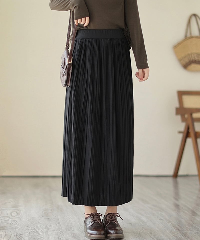 【NONCODE】racket strap pleated long skirt long pleated skirt (2 colors) | REPOACE®︎