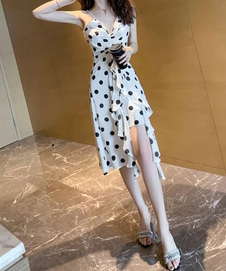 dot camisole frill dress (1 color)