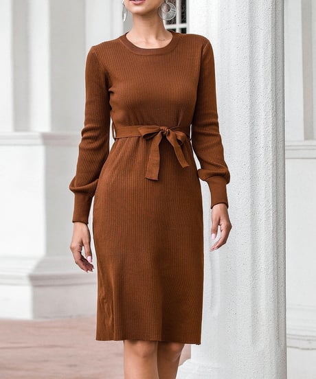 knit belt dress (3 colors)