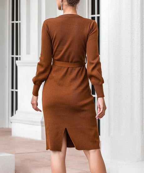 knit belt dress (3 colors)