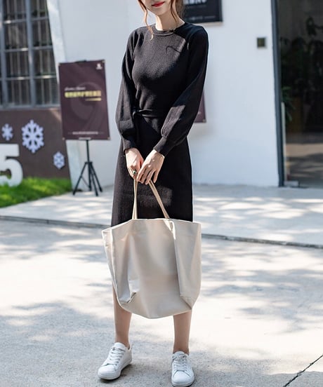 knit belt dress (3 colors)