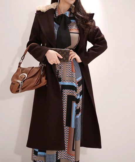 brown base geometric pattern dress (1 color)