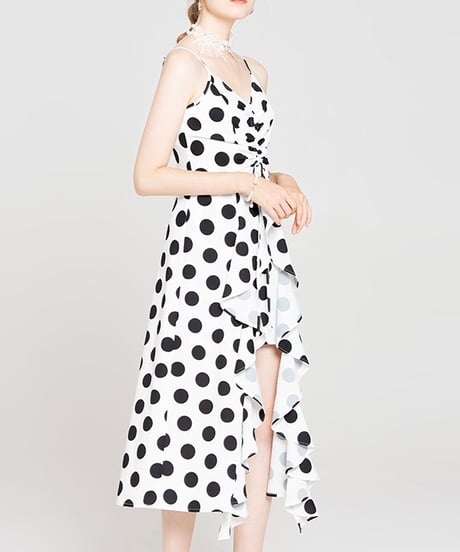 dot camisole frill dress (1 color)