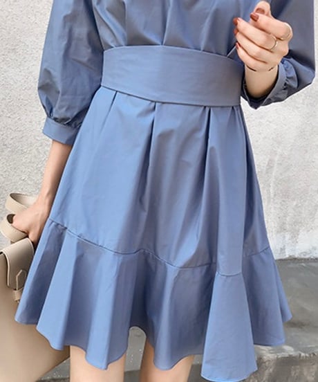 two-way flare gather dress (2 colors)