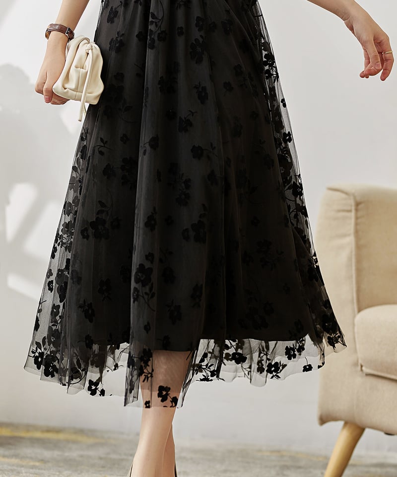 floral see-through skirt (3 colors) | REPOACE®︎