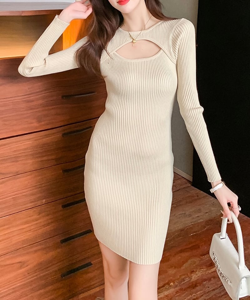 open chest knit dress (2 colors) | REPOACE®︎